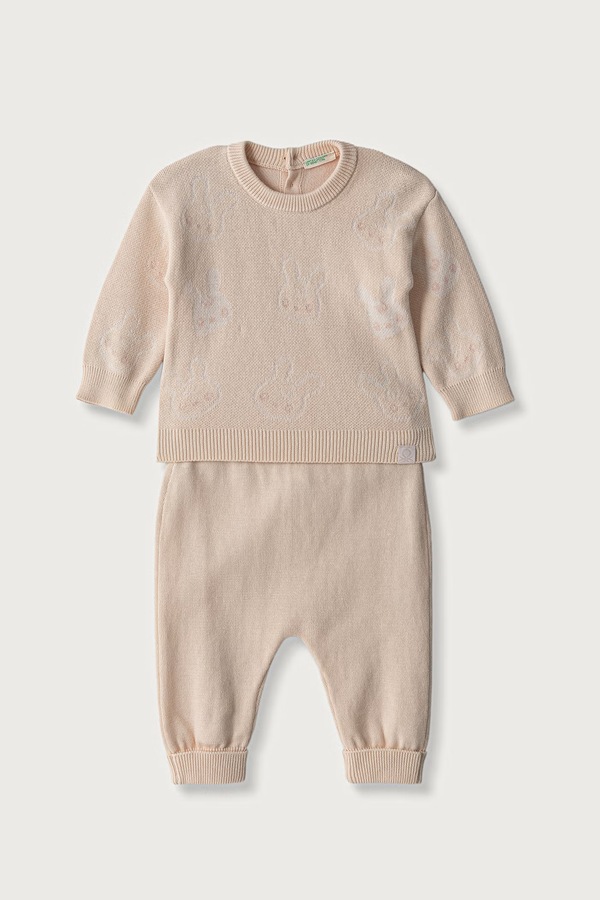Комплект дитячий бавовняний United Colors of Benetton колір бежевий