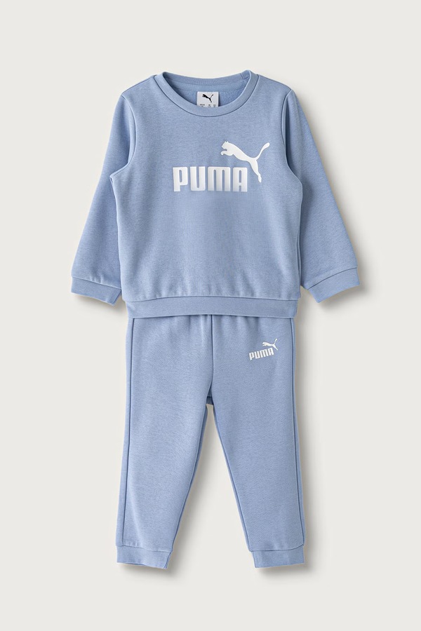 Трикотажний комплект дитячий з бавовною Puma MINICATS ESS Crew Set FL INF колір блакитний