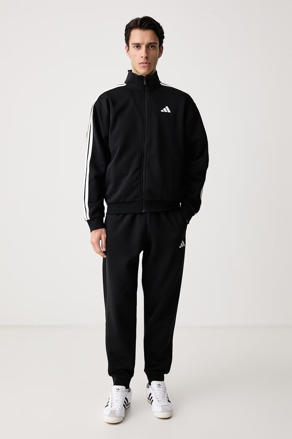Трикотажний комплект чоловічий з бавовною adidas Three Stripes колір чорний