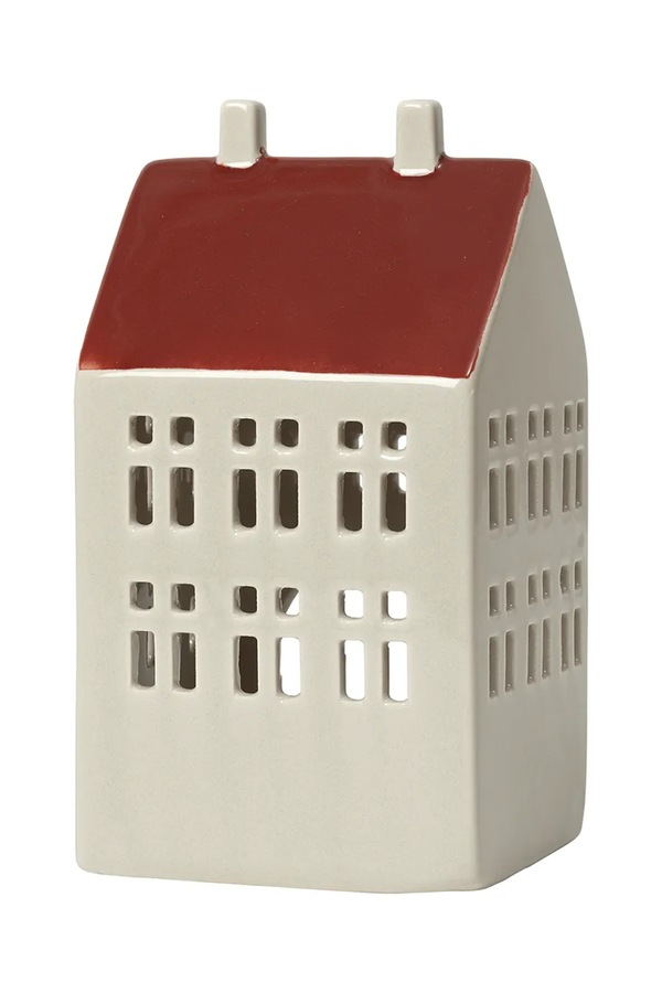 Ліхтар святковий з фаянсу Broste Copenhagen 8,5 x 7,5 x 15 cm колір червоний
