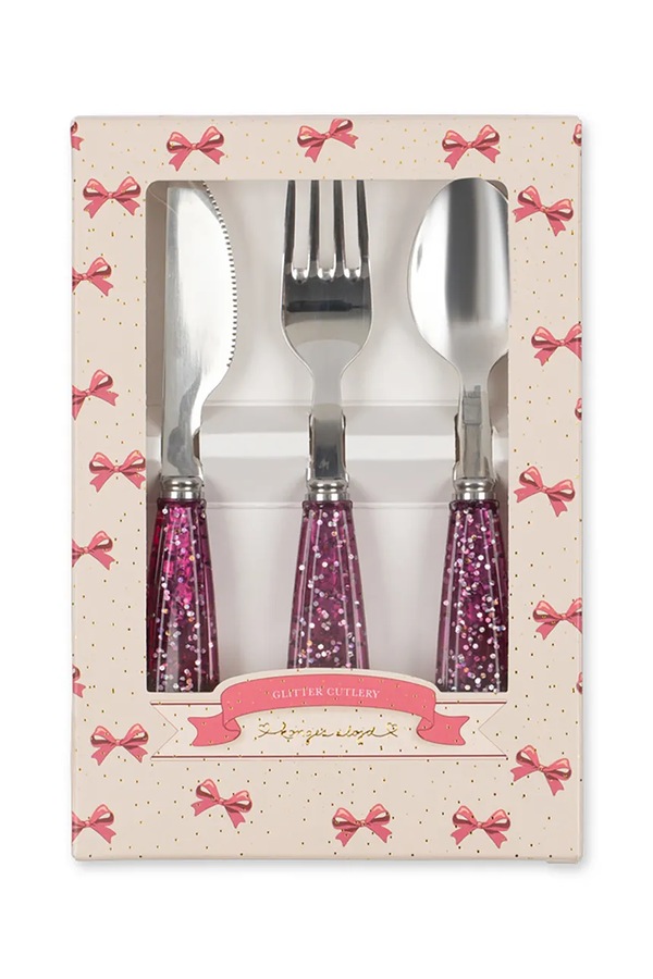 Набір столових приборів дитячий Konges Sløjd GLITTER CUTLERY колір рожевий