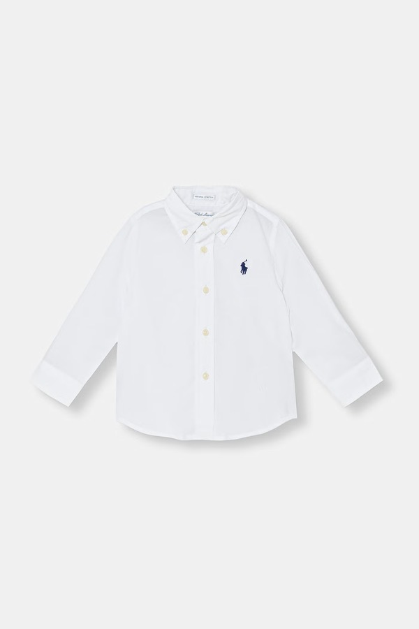 Сорочка для немовлят бавовняна Polo Ralph Lauren колір білий