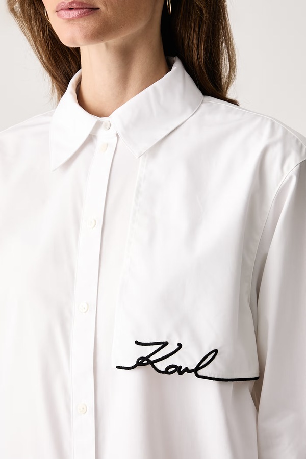 Сорочка жіноча бавовняна Karl Lagerfeld колір білий фото 4