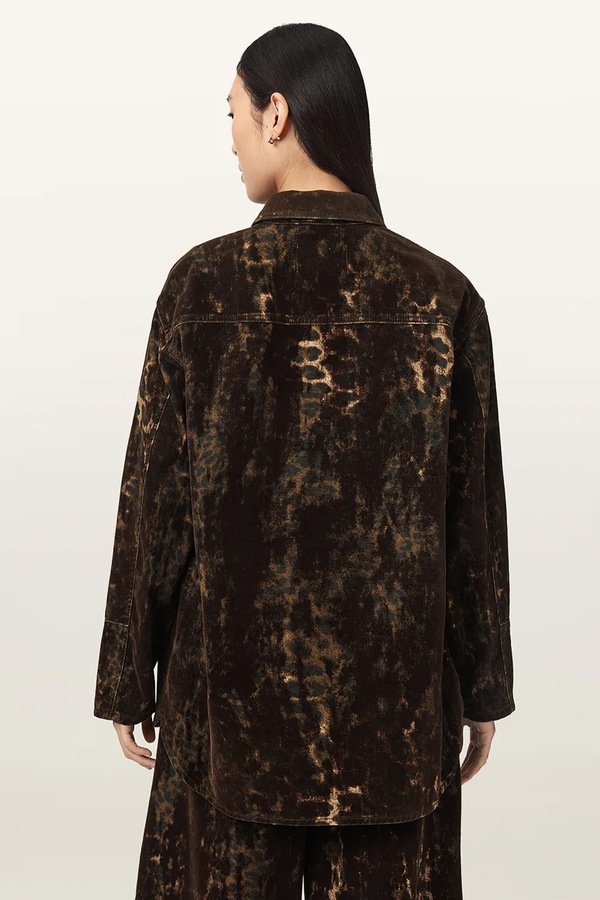 Сорочка жіноча джинсова AllSaints EDEN FLOCK колір коричневий