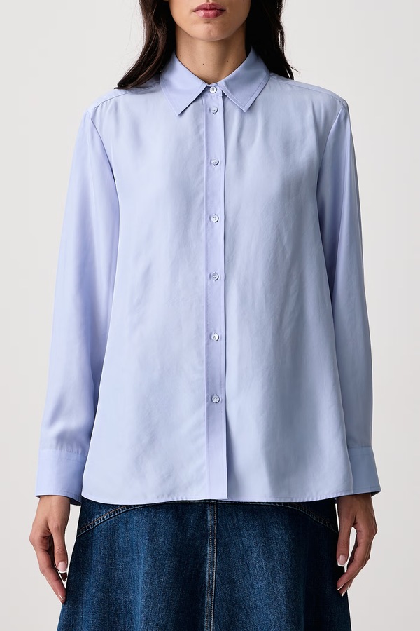 Сорочка жіноча шовкова Weekend Max Mara WKDPALANCA колір блакитний фото 4