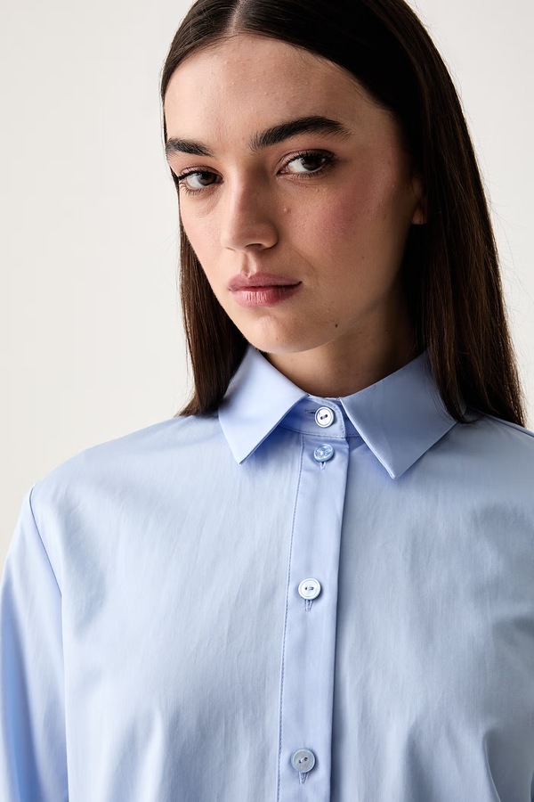 Сорочка жіноча бавовняна MM by Max Mara MMLFIACRE колір блакитний фото 4