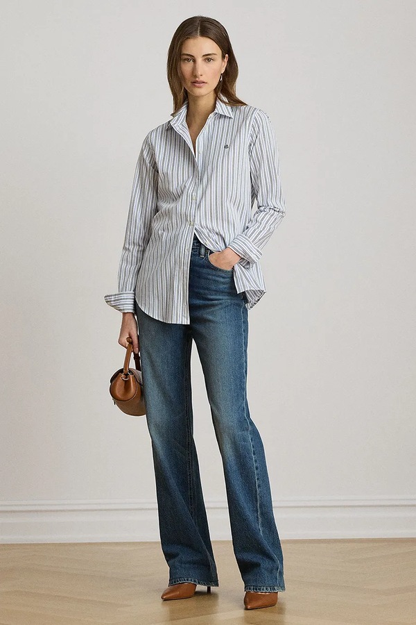 Сорочка жіноча бавовняна Lauren Ralph Lauren колір блакитний фото 2