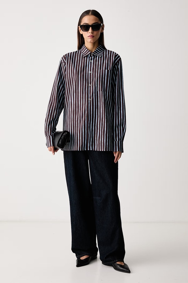 Рубашка женская хлопковая Marimekko цвет голубой