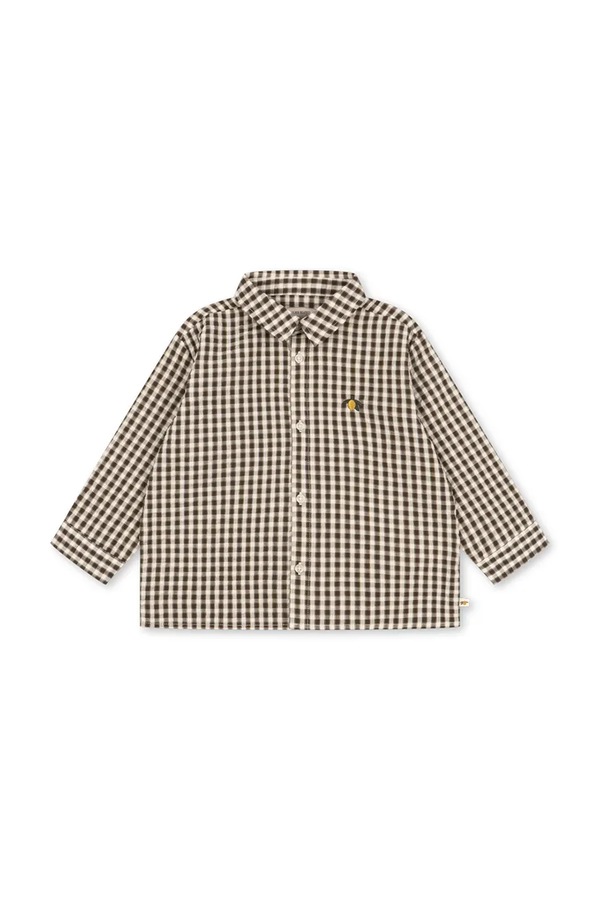 Сорочка дитяча бавовняна Konges Sløjd KIM LS SHIRT GOTS колір коричневий