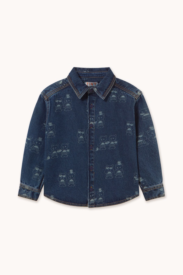 Сорочка дитяча бавовняна Tinycottons TINY TEA ROOM 2 DENIM SHIRT колір блакитний фото 2