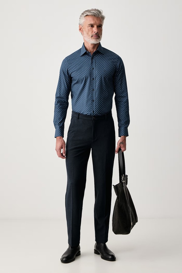 Сорочка чоловіча бавовняна з еластаном Michael Kors колір темно-синій фото 2