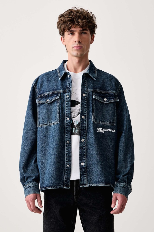 Куртка-сорочка чоловіча джинсова Karl Lagerfeld Jeans колір темно-синій