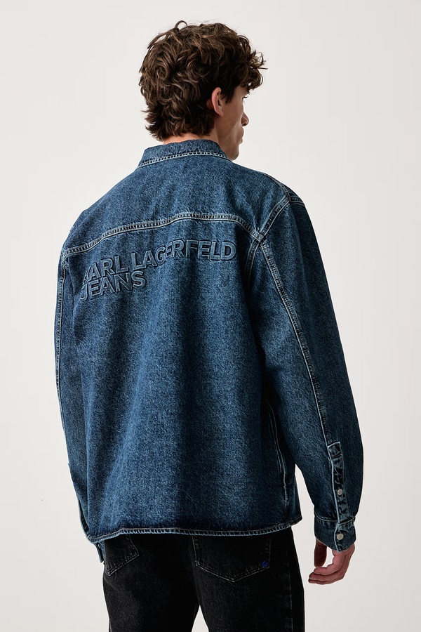 Куртка-сорочка чоловіча джинсова Karl Lagerfeld Jeans колір темно-синій фото 2