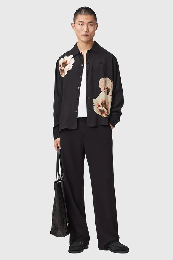Сорочка чоловіча віскозна AllSaints FLORAISON LS SHIRT колір чорний фото 2