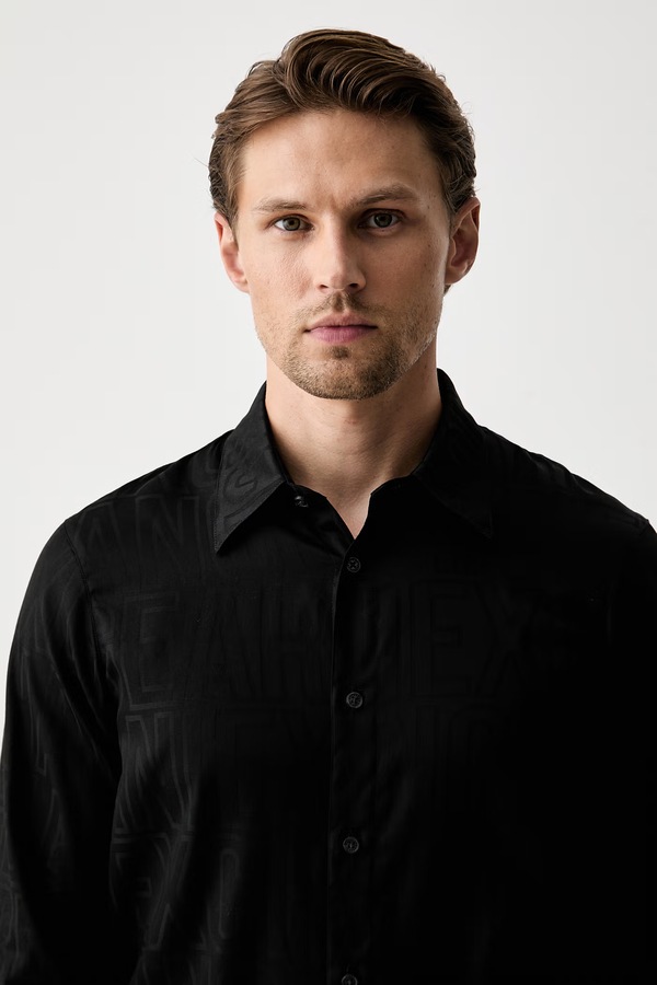 Сорочка чоловіча бавовняна Armani Exchange колір чорний фото 4