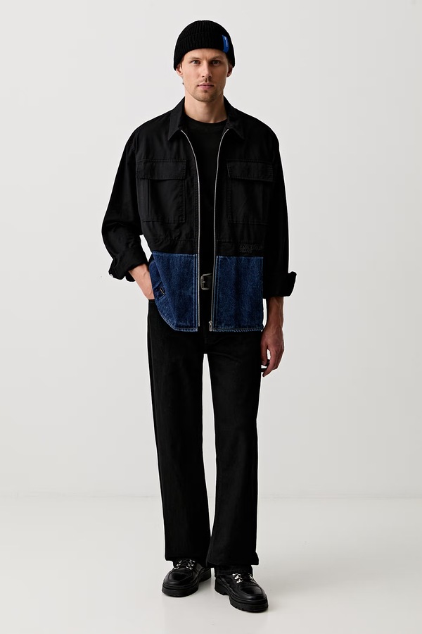 Коротка куртка чоловіча бавовняна Karl Lagerfeld Jeans колір чорний