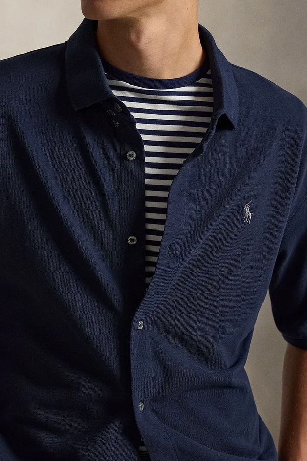 Сорочка чоловіча бавовняна Polo Ralph Lauren колір темно-синій фото 4