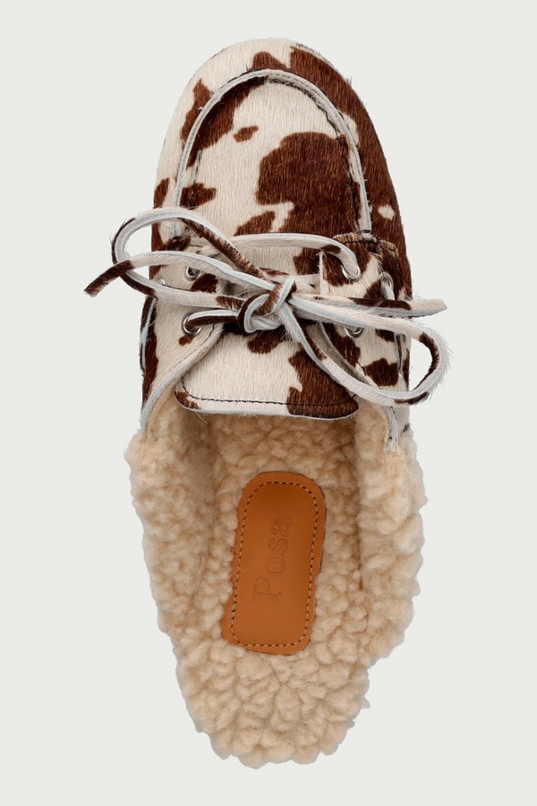 Капці жіночі шкіряні Posa Boat Loafer Mule Cow Print колір білий фото 4
