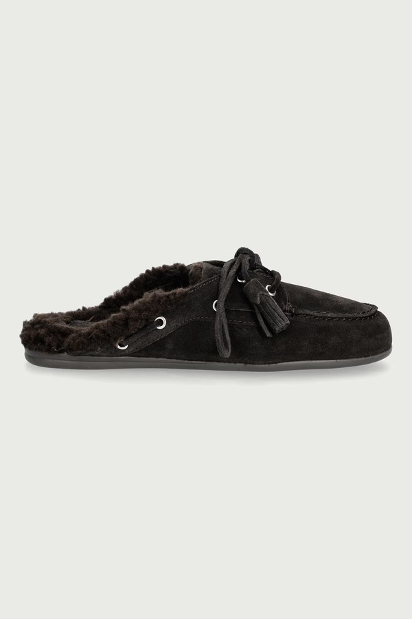 Тапочки женские замшевые Posa Boat Loafer Mule цвет коричневый