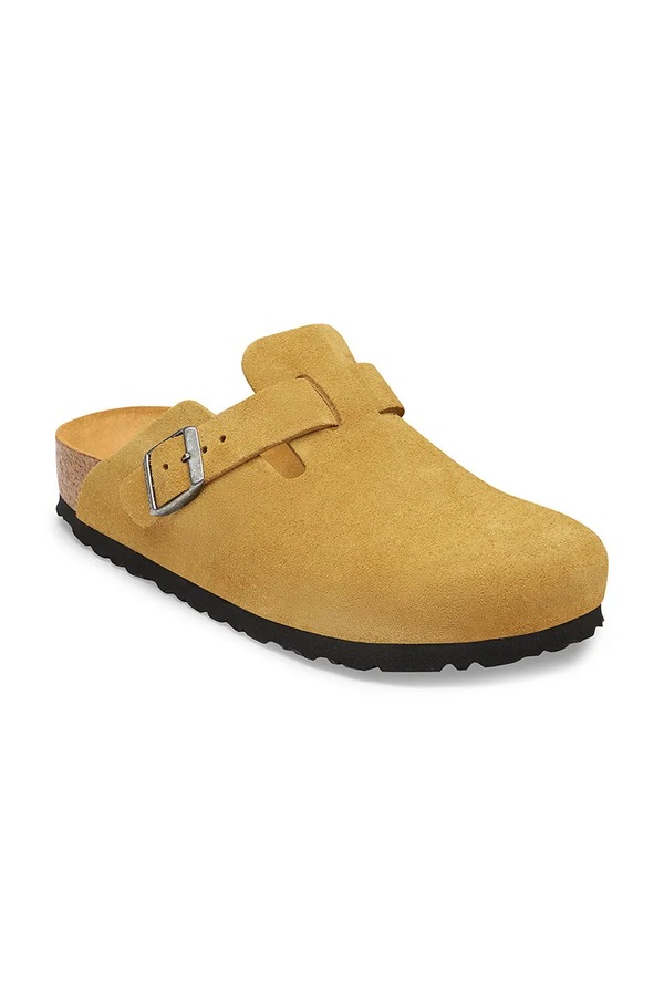 Шльопанці жіночі замшеві Birkenstock Boston Soft Footbed Suede Leather колір коричневий