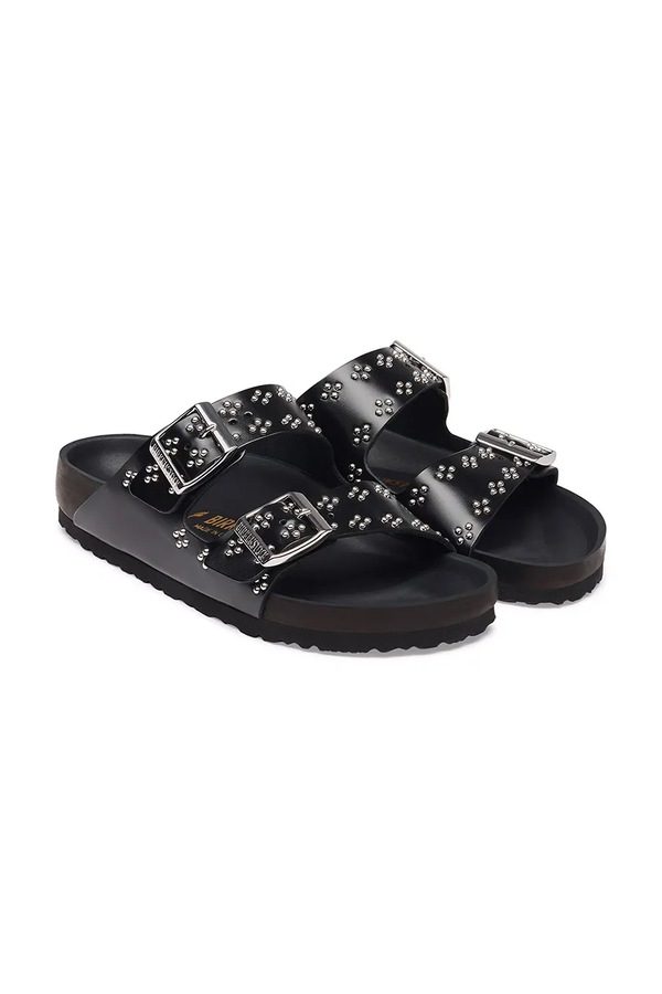 Шльопанці жіночі шкіряні Birkenstock Arizona Exquisite Rivets колір чорний фото 3