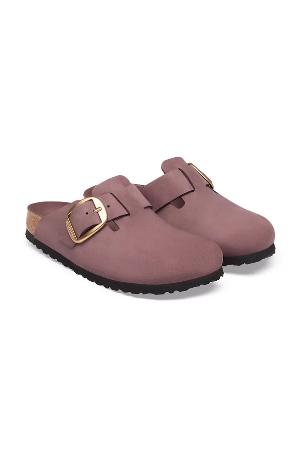 Шльопанці мюлі жіночі нубукові Birkenstock Boston Big Buckle Nubuck Leather колір рожевий фото 2