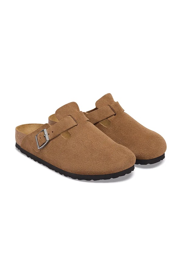Шлепанцы мюли женские замшевые Birkenstock Boston Suede Leather цвет коричневый фото 2