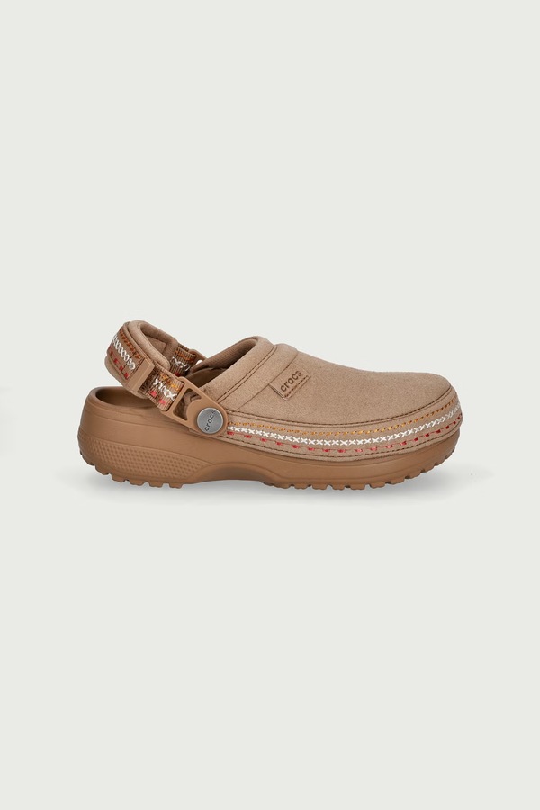 Шльопанці дитячі Crocs CLASSIC CRAFTED VEGAN SUEDE STITCH CLOG колір бежевий
