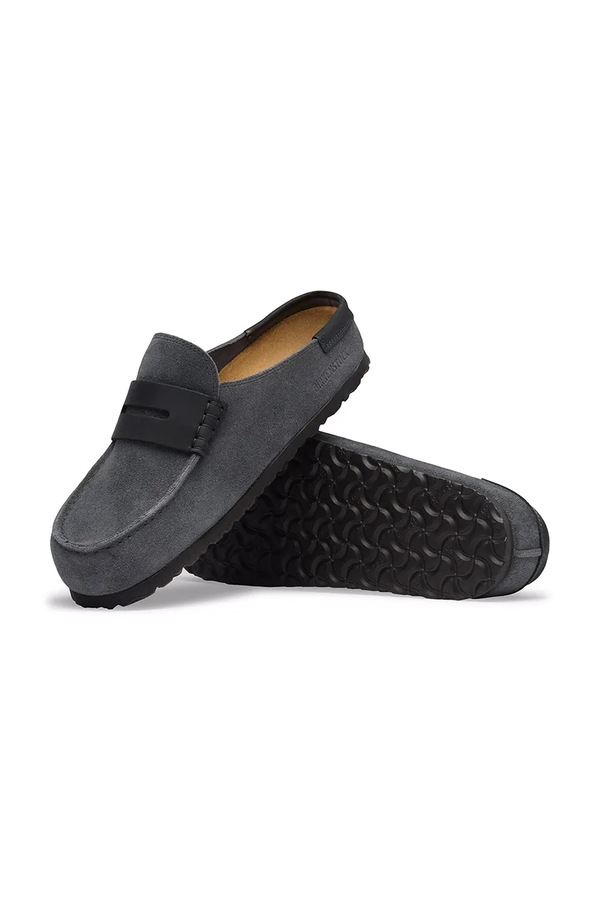 Шльопанці мюлі замшеві Birkenstock Naples Wrapped double stitch Mixed Leather колір сірий фото 4