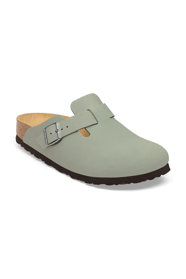 Шльопанці мюлі шкіряні Birkenstock Boston Oiled Leather колір бірюзовий