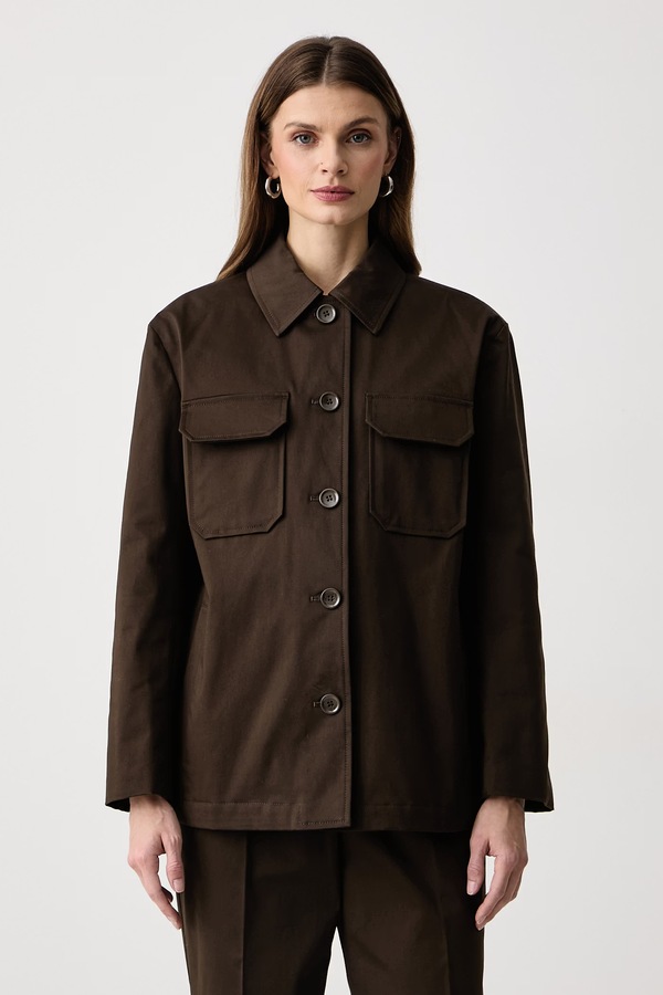Пальто жіноче з бавовною Weekend Max Mara WKSELMO колір коричневий