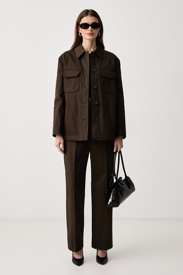 Пальто жіноче з бавовною Weekend Max Mara WKSELMO колір коричневий фото 2