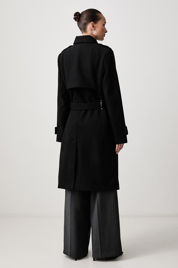 Пальто жіноче з вовною DKNY колір чорний фото 3