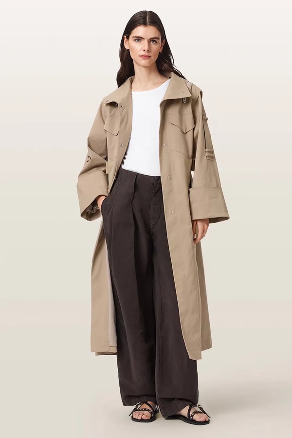 Тренч женский с хлопком AllSaints CLAYTON цвет бежевый