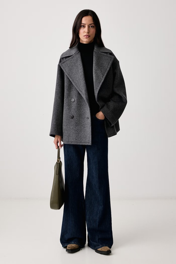 Пальто жіноче вовняне Weekend Max Mara WKDALPE колір сірий