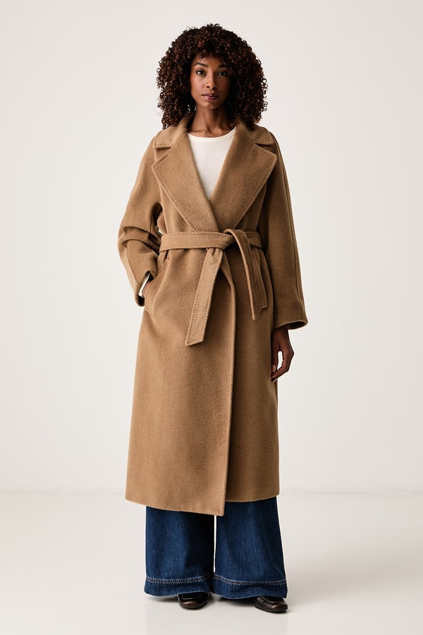 Пальто жіноче з вовною Weekend Max Mara WKDTEMPERA колір коричневий