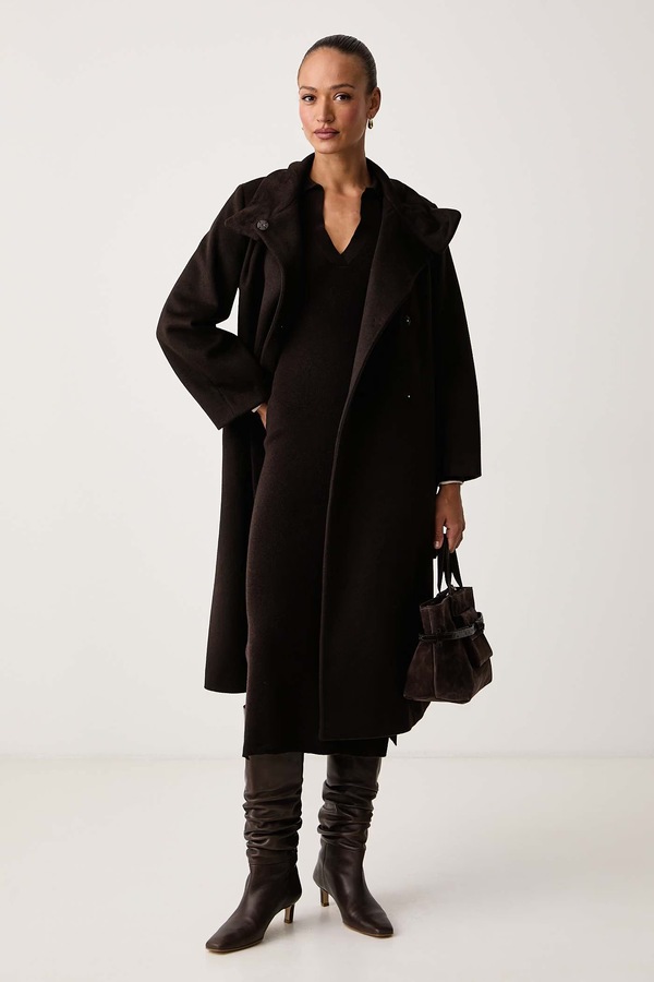 Пальто женское из добавлением шерсти Armani Exchange цвет коричневый