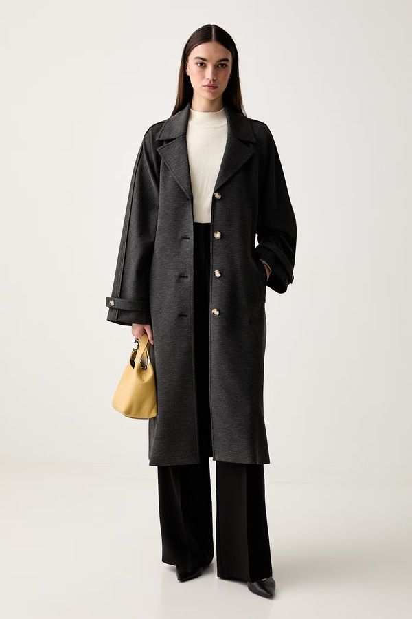 Пальто жіноче з віскозою MM by Max Mara MMLESPOSTO колір чорний