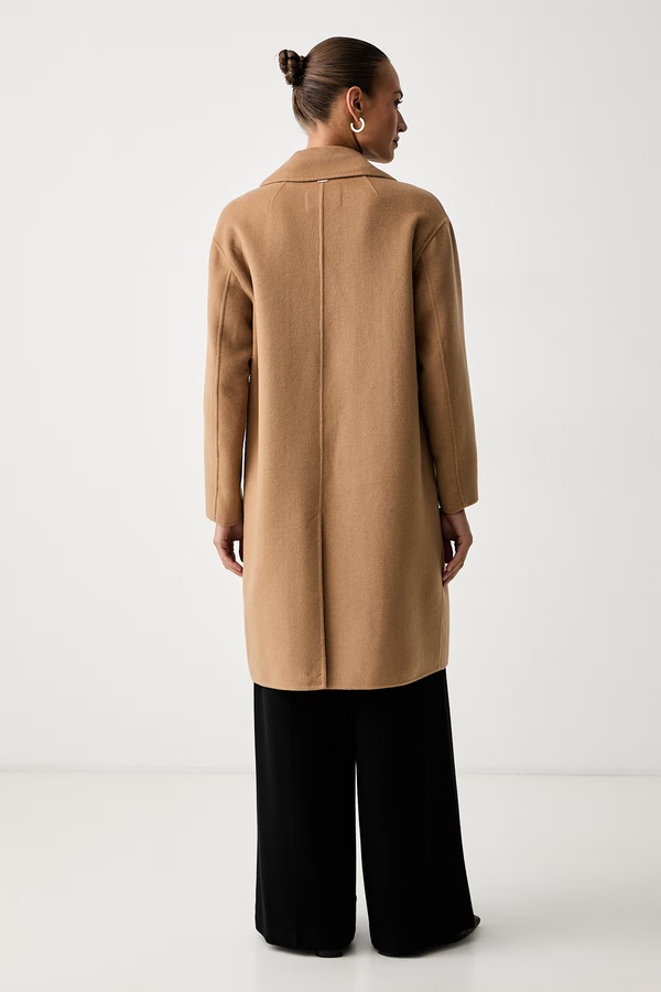 Двостороннє пальто жіноче з вовною Twinset колір бежевий фото 2