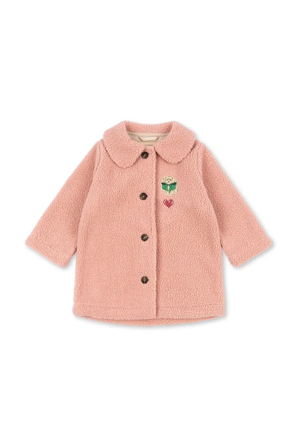 Пальто дитяче флісове Konges Sløjd JODY COAT GRS колір рожевий