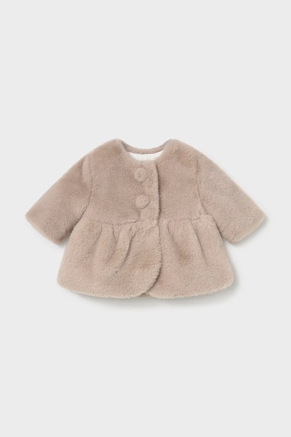 Пальто из искусственного меха для младенцев Mayoral Newborn цвет бежевый