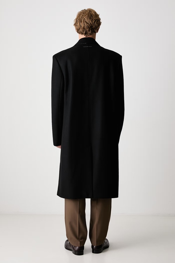 Пальто чоловіче з вовною MM6 Maison Margiela колір чорний фото 2