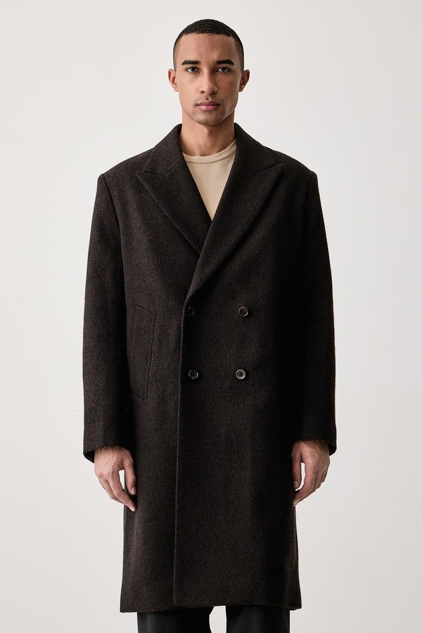 Пальто чоловіче з вовною PS Paul Smith колір коричневий
