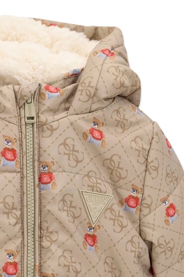 Зимова куртка дитяча Guess колір бежевий фото 3
