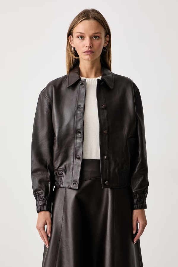 Шкіряна куртка жіноча Officine Generale MAUREEN колір коричневий