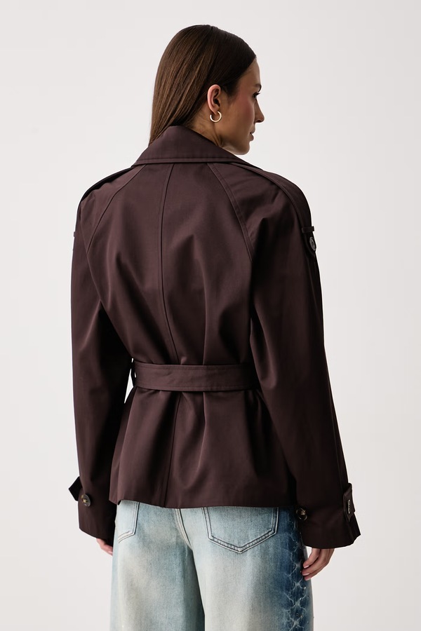 Короткий тренч жіночий бавовняний Le Privé PEGGY JACKET MARRON колір коричневий фото 3