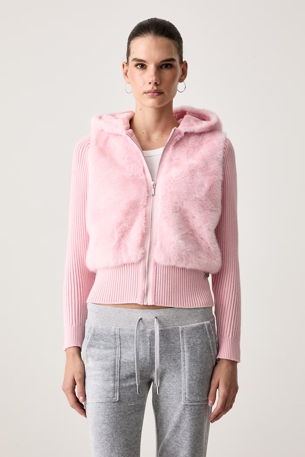 Демісезонна куртка жіноча Juicy Couture NAILA CONTRAST FUR колір рожевий