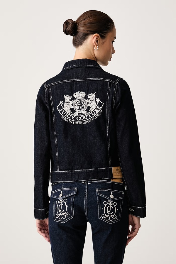 Джинсова куртка жіноча бавовняна Juicy Couture DOG CREST DENIM колір темно-синій фото 3