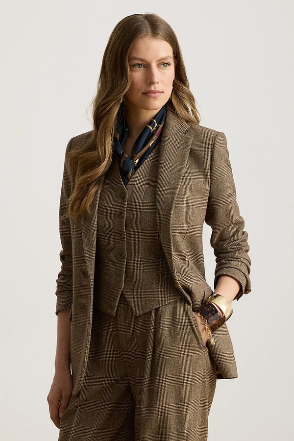 Піджак жіночий вовняний Lauren Ralph Lauren колір коричневий