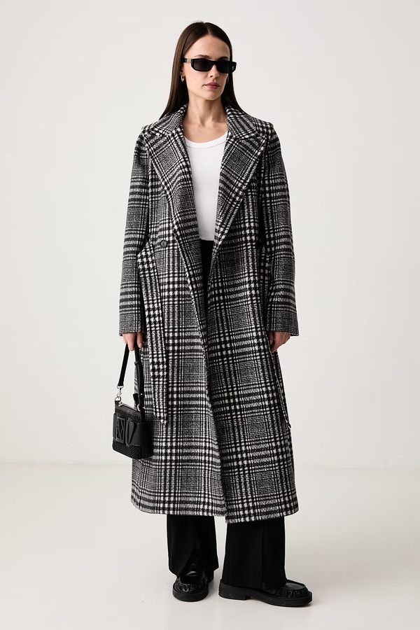 Пальто жіноче з вовною DKNY колір барвистий фото 2